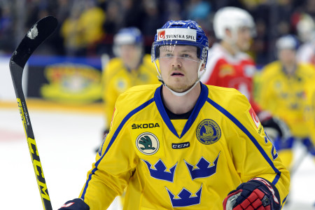Nick Sörensen i Sverige-tröjan. Foto: Anders Bjur / BILDBYRÅN